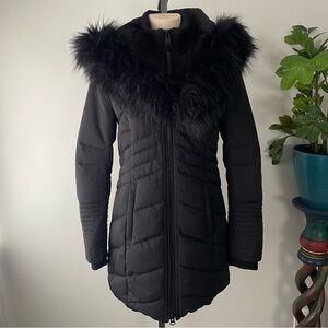 Point Weather Supply Parka Puffer Jacket Winter Coat Black Long Size Small